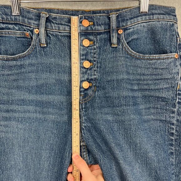 J Crew Womens Demi Boot Cut Crop Jean Size 30 Blue Denim Exposed Button Fly - Picture 11 of 14